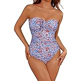 Eagerbuy Women's One Piece Swimsuit Strapless Bandeau or Halter Bathing Suits Sexy Flattering Swimwear