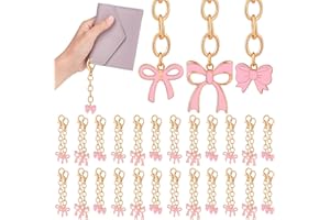 Sureio 30 Pcs Bow Keychains Party Favors Pink/White/Black Key Chains for Women Team Cheer Christmas Coquette Preppy Gifts