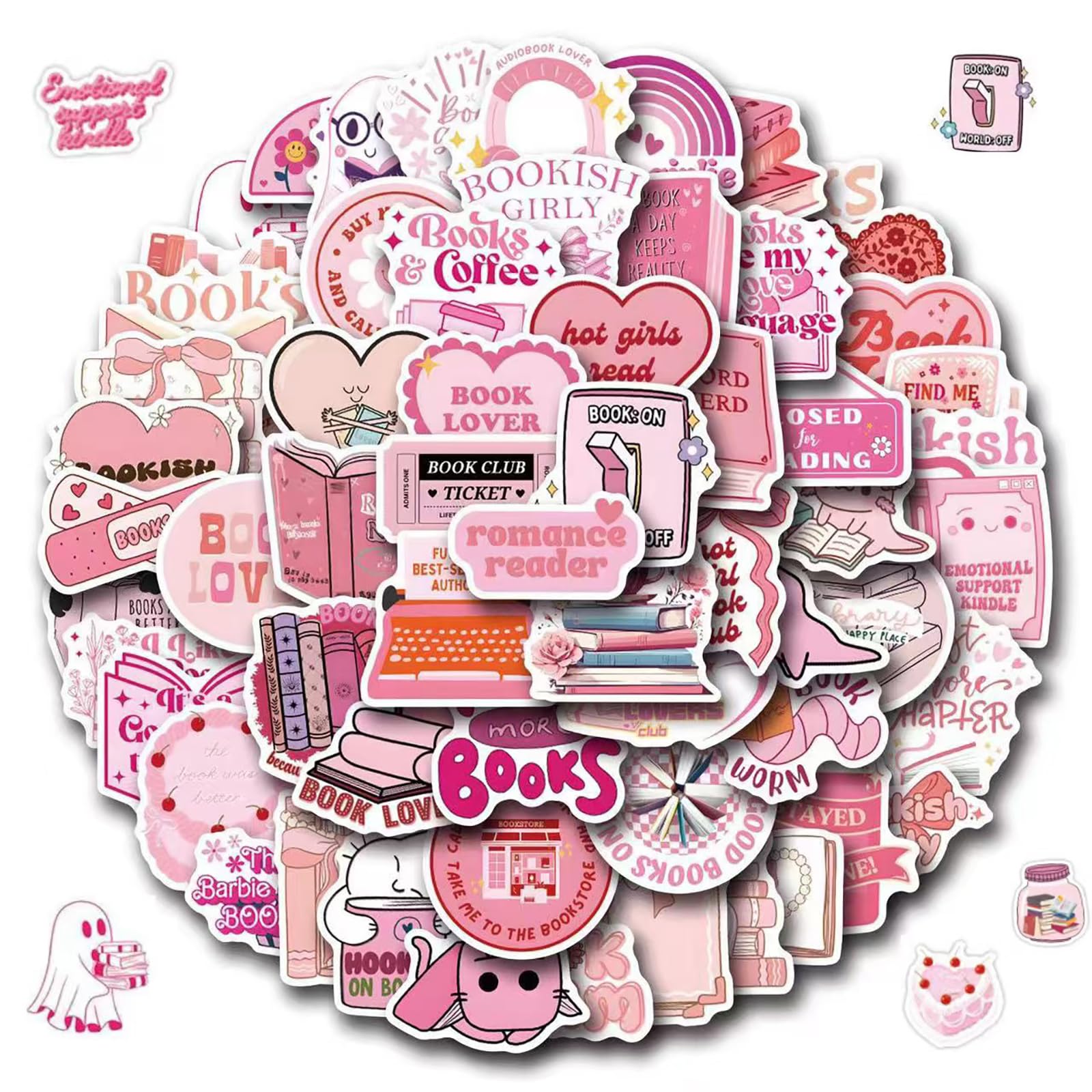 122 PCS Pink Kindle Stickers, Bookish Stickers for Kindle,Waterproof Cute Book Stickers for Book Lover