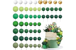 RASSLISA 56 PCS Colorful Ball Shaped Cake Topper Pearl Balls Cupcake Cake Insert Topper for Birthday Party Wedding Decoration Supplies Green Series Eight Colors