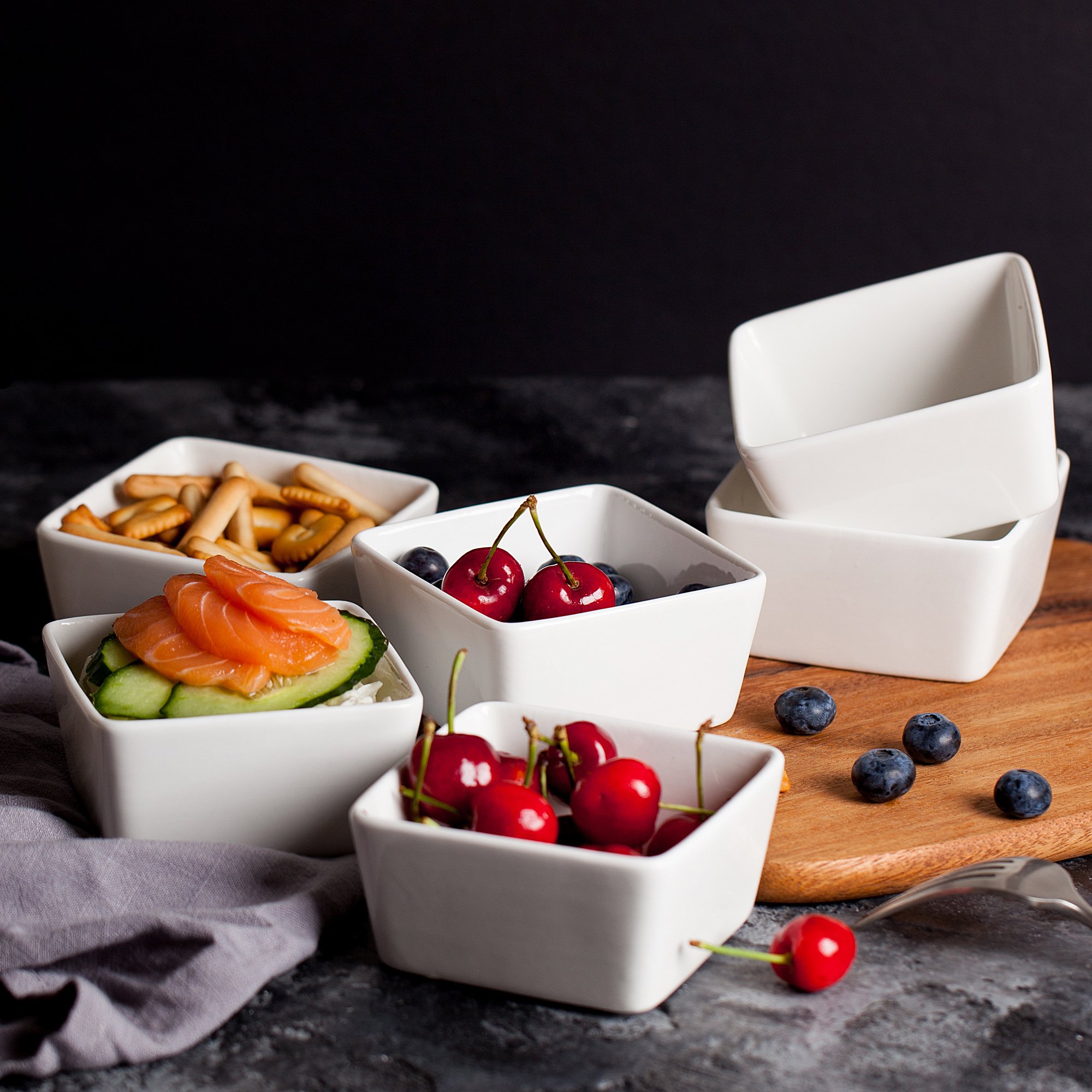 BTäT Ramekins 8 oz Square, Set of 6 Ramekins for Baking, Creme Brulee