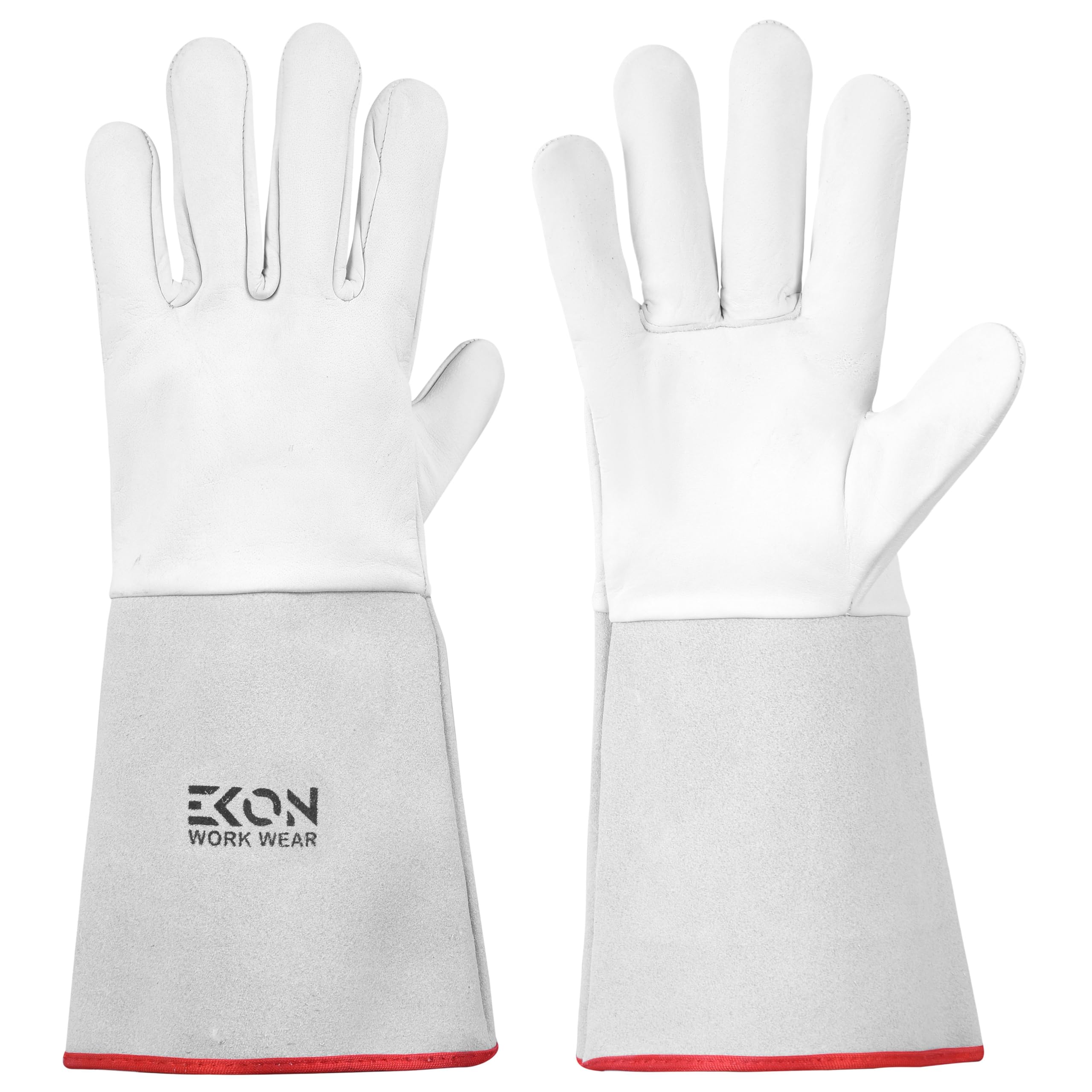Ekon Tig Welding Gloves Made From Soft Grain Leather Leather Welding Gloves TIG Welding Protective Gloves For Welding, Gardening, BBQ, Metal Work Gauntlets (Large 3 Pairs)