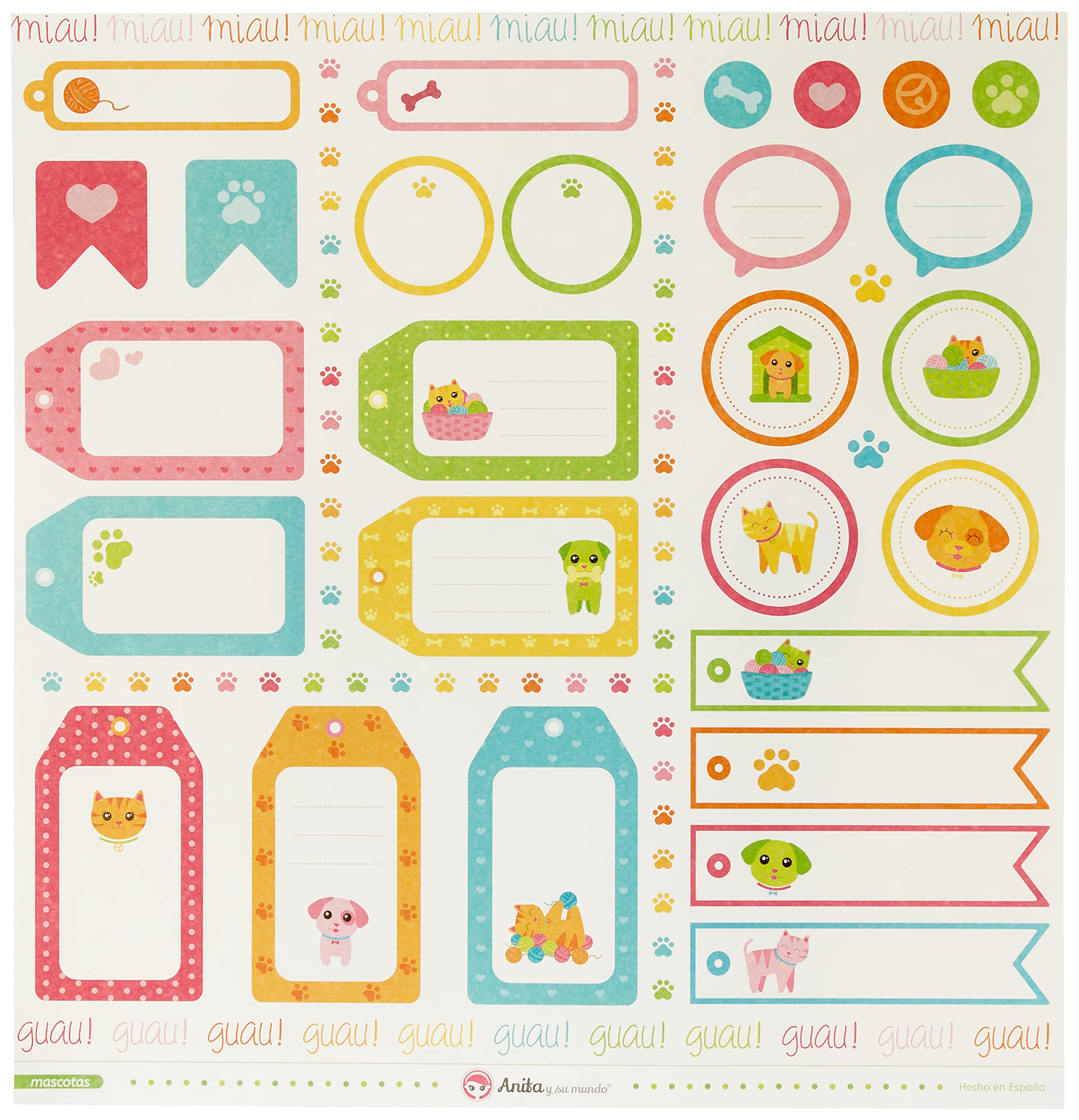Anita and Su Mundo Collection Pets Scrapbooking Papers, Paper, Labels, 12" x 12"