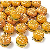 KitBeads 30pcs Resin Hamburger Charms 3D Kawaii Fastfood Imitation Food Cheese Burger Charms for Jewelry Making Bracelets Bulk