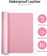 YSAGi Leather Desk Mat Large 60x35 cm Non-Slip Waterproof Pink view 4