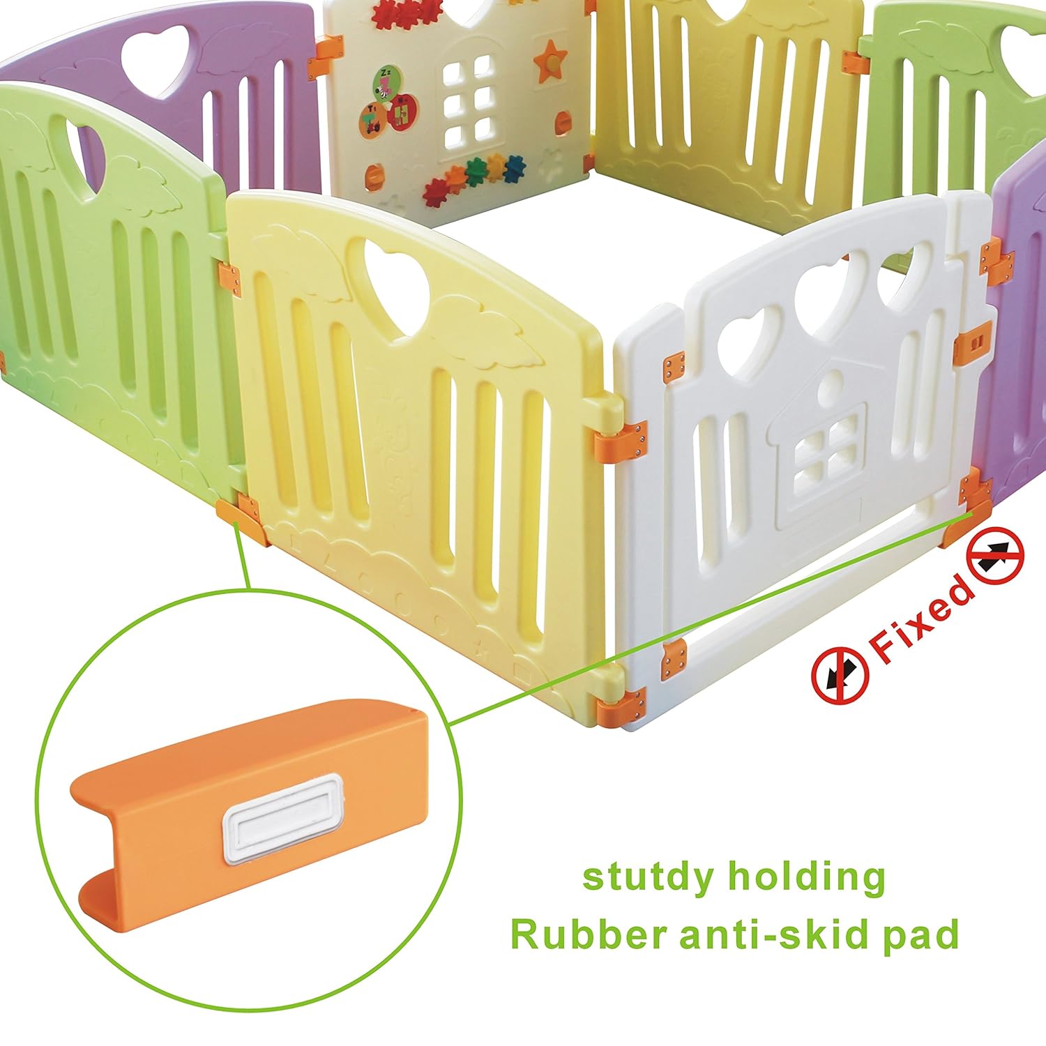 Cookie 8 Paneele Laufgitter Laufstall Baby Absperrgitter Krabbelgitter Schutzgitter Fur Kinder Aus Kunststoff Mit Tur Und Spielzeugboard Tur Treppengitter