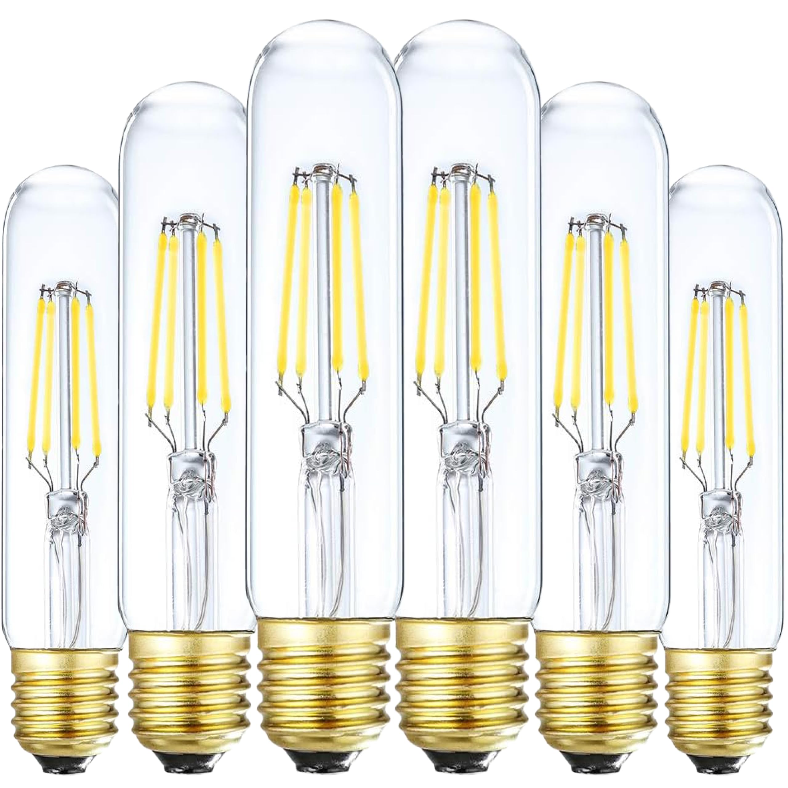 Photo 1 of Weyolin 6 Pack T10 Tube Light Bulbs,LED Edison Bulbs Daylight 4000K,E26 Base,4W Vintage Bulb 40 Watt Equivalent,Dimmable for Desk Lamp,Curio Cabinet,Islands,Chandeliers,Pendant Lights