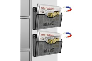 LQPAFZ Magnetic File Organizer 2 Pieces Monolayer Metal Mesh Hanging File Organizer for File Cabinets, Home, Office, Files Document Letter Magazine Organization and Storage