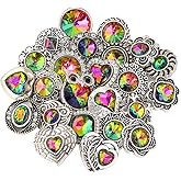 LKLDM 24PCS Mixed Style Rhinestones Snaps Jewelry Charms Ginger Buttons 18/20mm for Interchangeable Snaps Jewelry Making Women DIY Bracelets Necklaces Rings Brooch Accessories (Green)