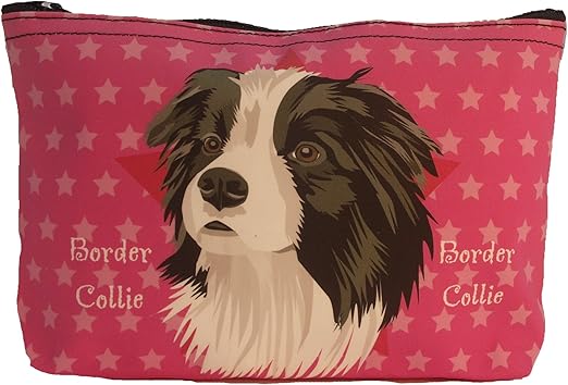 Amazon Co Jp イラストポーチ ボーダーコリーbw B ピンク ペット用品