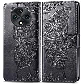 DAMONDY for UMIDIGI G100 Case,PU Leather Butterfly Embossed Flowers Magnetic Flip Cover Stand Card Holders Hand Strap Wallet Purse Cases for UMIDIGI G100A -Black