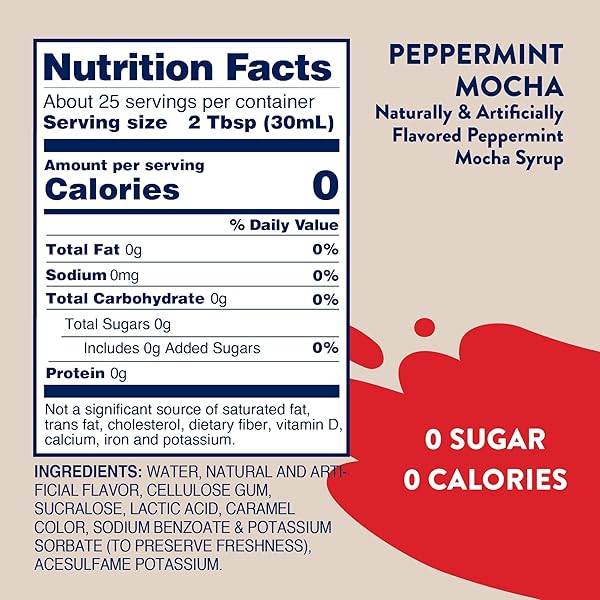 JORDAN’S SKINNY MIXES SUGAR FREE COFFEE SYRUP, HOLIDAY PEPPERMINT MOCHA COFFEE FLAVORING SYRUP, ZERO CALORIE DRINK MIX FOR LATTES, BAKING, PROTEIN SHAKE OR COCKTAIL, DAIRY & GLUTEN FREE, KOSHER, 25.4 FL OZ