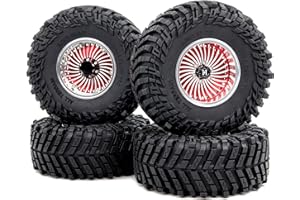 HOBBYSOUL Soft Sticky 2.2'' All Terrain Tires Tyre 5.0'' Tall & Adjustable Offset 2.2 Beadlock Wheels 40mm Wide Rims for 1/10 RC Crawler TRX4 SCX10 Capra Upgrades,HS701534