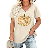 Plus Size Halloween Pumpkin Shirts Women Pumpkin Graphic T Shirt Fall Tops | Thanksgiving Shirts, Loose Fit Autumn T-shirts, Casual Pumpkin Graphic Tees, Halloween, Short Sleeve, Festive and Daily Wear