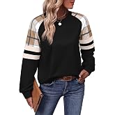 WIHOLL Sweatshirts for Women Crewneck Long Sleeve Loose Fit Tops Color Block Fashion 2026