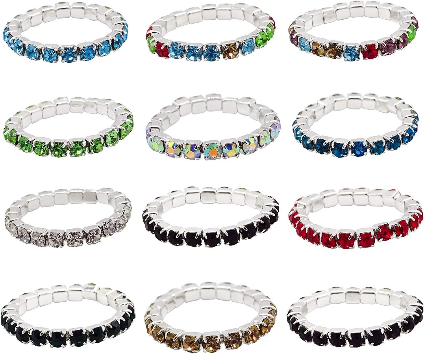 ZAKIA 12pcs Elastic Crystal Toe Ring Jewelry Bag Rhinestone Accessories