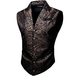 Barry.Wang Mens Brown Black Paisley Victorian Suit