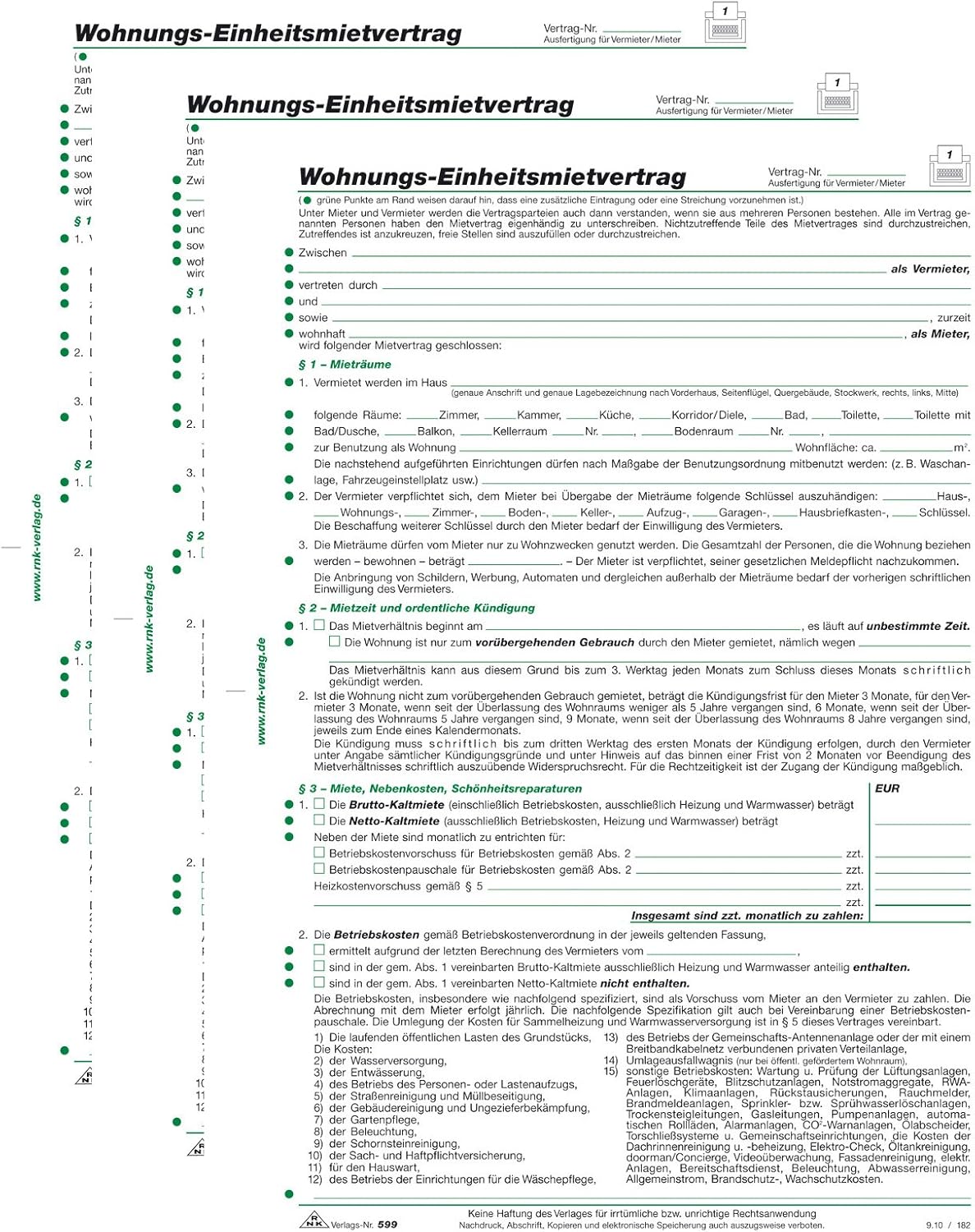 Mietvertrag RNK geprüft (3 Stück, Wohnung)
