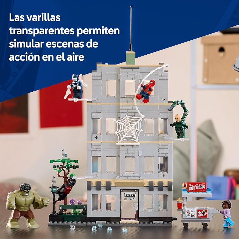 | Marvel Spider-Man vs. Hulk: Choque Épico - Juguete Interactivo con Oficina de 4 Plantas, Figura de Acción de Superhéroe, 5 Minifiguras Inc. Escorpión - Regalo para Niños de 8+ Años - 76350