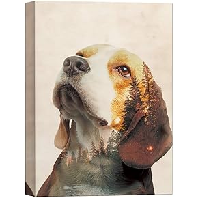 SIGNWIN Canvas Wall Art Wild Dog and Pine...