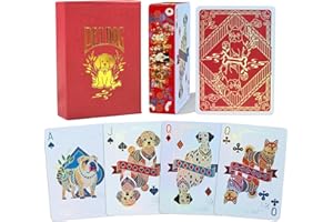 WJPC Gold Pet Dog Edge Playing Cards,Flower-Cut Playing Cards,Pet Dog Elements, Deck of Cards ，Game and Party Gift Poker Card