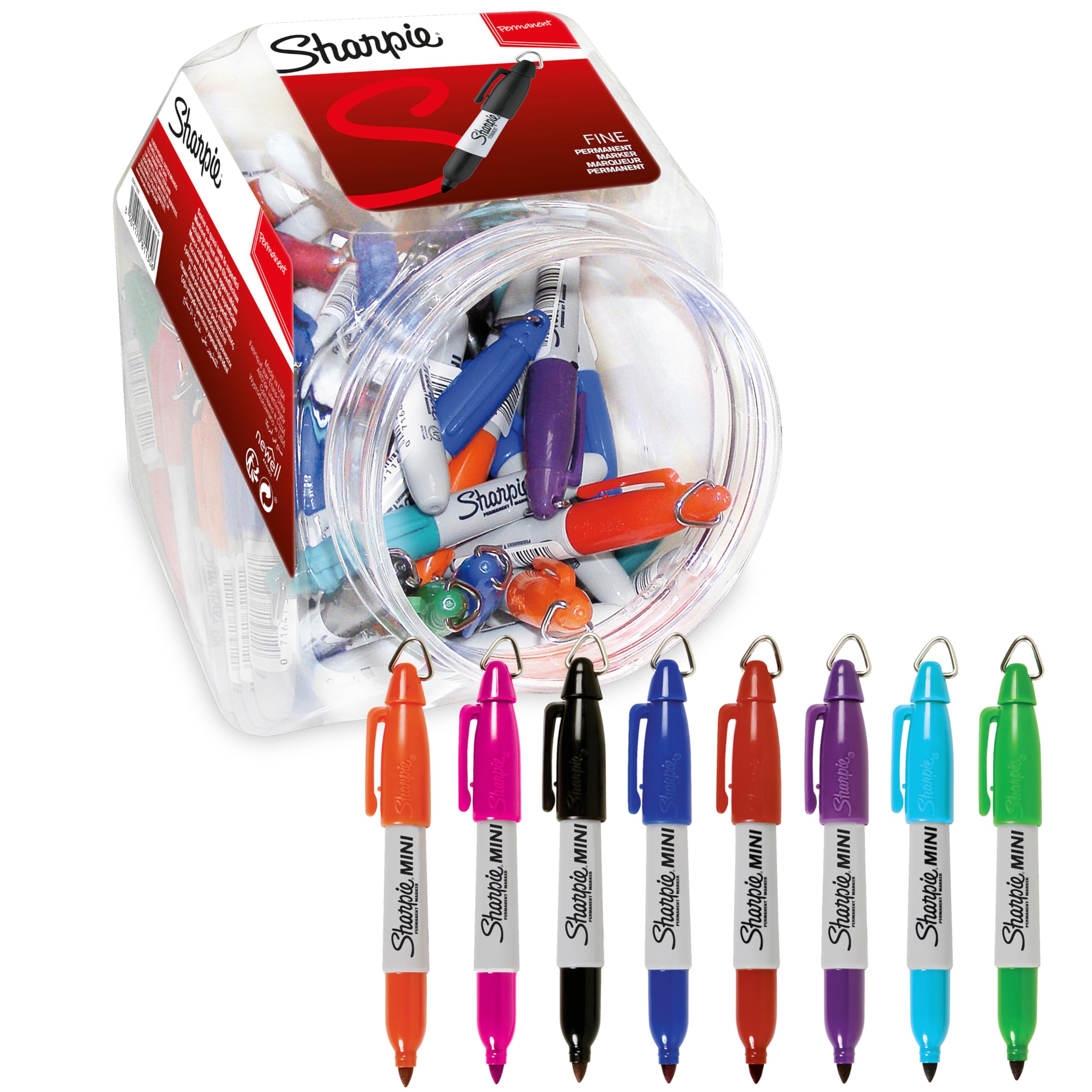 Sharpie Mini Permanent Markers | Fine Point | Pocket-Sized with Key Ring | 72 Count in 7 Assorted Colours — image 1