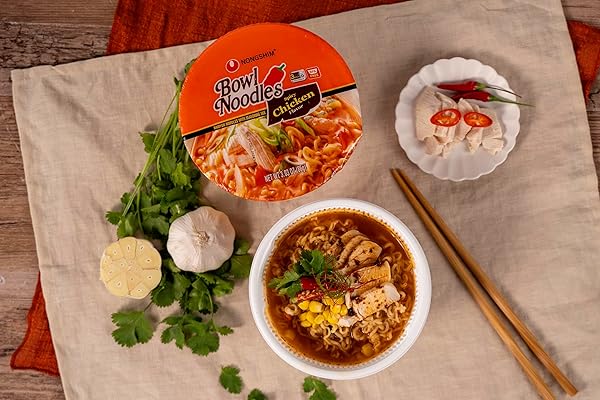 NONGSHIM SPICY CHICKEN NOODLE SOUP INSTANT RAMEN, 12 PACK, KOREAN MICROWAVEABLE BOWL SOUP MIX, RAMYUN WITH VEGGIES, SABOR A POLLO