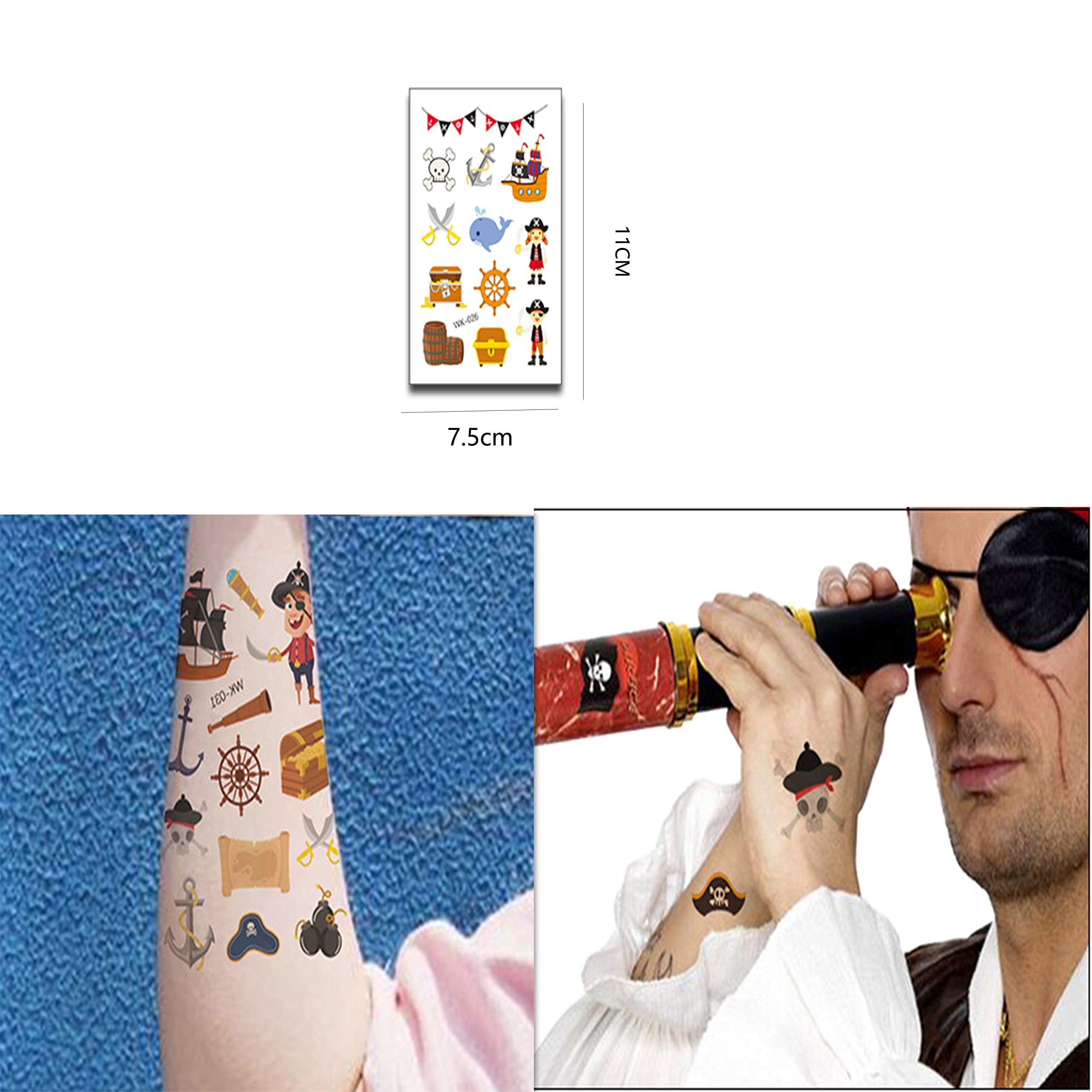 DDream Pirates Anniversaire, 32Pcs Pirates Bagues, Pirates Porte-Clés, Tatouages Temporaires de Pirates Enfant Fille Garçon pour Un Cadeau de l\'anniversaire sur Le Thème Pirates