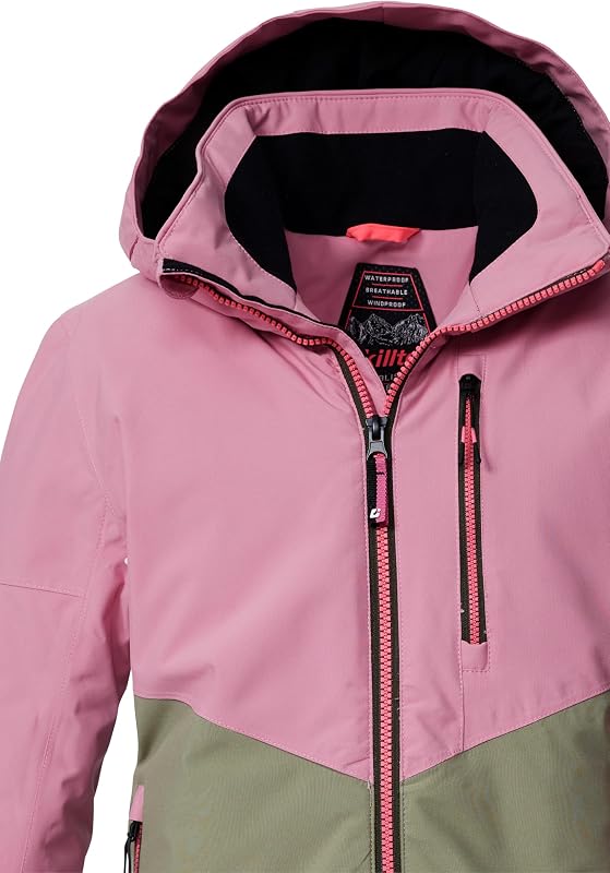 Casaco de esqui feminino/casaco funcional com capuz e proteção contra a neve KSW 207 GRLS SKI JCKT, hell himbeere/sage, 152, 43561-000