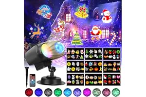 Lacoco Christmas Halloween Decor Projector Outdoor, Remote Control Christmas Light Projector Indoor, 10 HD Slides, 80 Pattern