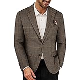 PJ PAUL JONES Mens Blazer Vintage Wool Blend Sport Coat Herringbone Tweed Blazer Suit Jacket with Pocket Square