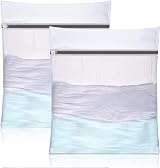 FUYOAL 2 Pack Mesh Laundry Bags 50x60cm with Zippers White L