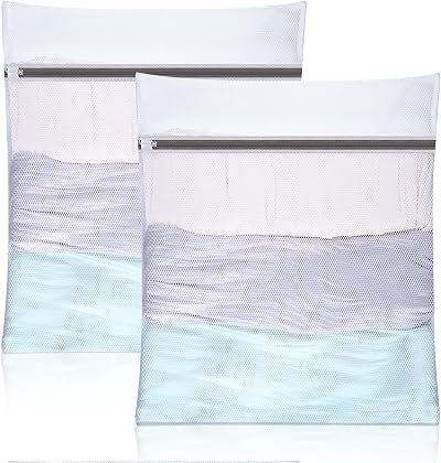 FUYOAL 2 Pack Mesh Laundry Bags 50x60cm with Zippers White L