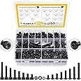 Kadrick Metric Screws Assortment,600 Pcs M6 Screws Nuts Washers Assortment M6x8MM-40MM, Hex Socket Button & Cap Head M6 Machine Bolts Kit, 12.9 & 10.9 Grade Alloy Steel Black