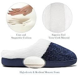 shoeslocker Slippers for Women Memory Foam Fuzzy