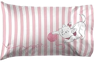 Jay franco Aristocats Marie Cat & Yarn 1 Pack Pillowcase - Double Sided Kids Super Soft Bedding (Official Product)