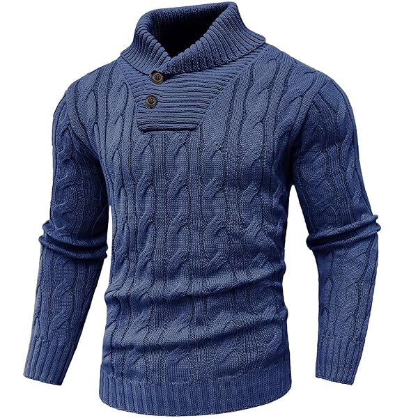 Mens Sweaters Tops Thermal Cotton Blend Turtle Nec... - Grandado