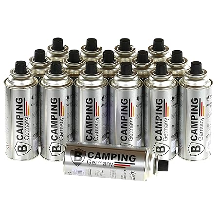 (6,75EUR/kg) 16x 227g Butan Gaskartuschen mit Ventil für Grill, Lötlampe, Campingkocher, Gasheizung, Gaskocher, Lötbrenner, L