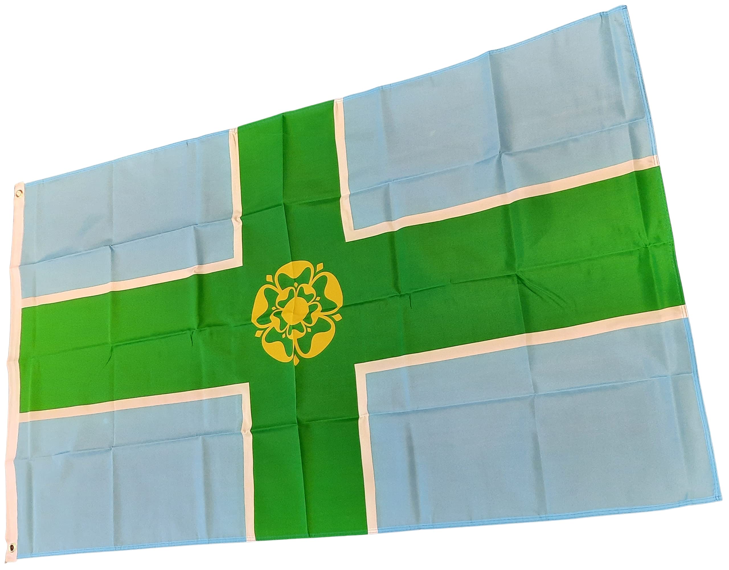 NWFlags Derbyshire Flag 5ft x 3ft 75d Premium Polyester Suitable For Flagpoles | Strong Polyester 5x3 foot material Derby flag with Eyelets