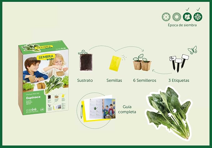 SEMBRA - juego educativo, Kit huerto Espinaca: Amazon.es: Jardín
