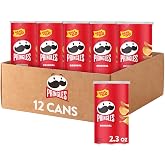 Pringles Potato Crisps Chips, Lunch Snacks, Office and Kids Snacks, Grab N' Go, Original (12 Cans)