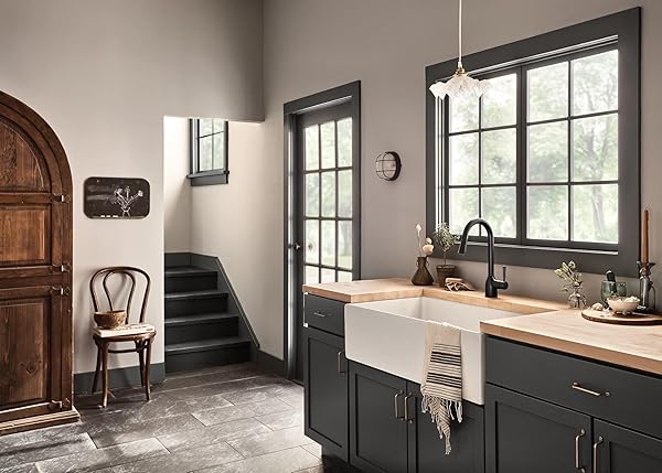 MOEN ADLER MATTE BLACK ONE-HANDLE HIGH ARC KITCHEN SINK FAUCET WITH POWER CLEAN, MODERN KITCHEN FAUCET WITH PULL DOWN SPRAYER, 87233BL