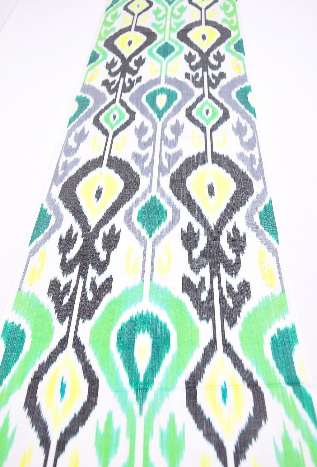 UZBEK HANDCRAFTED WOVEN SILK-COTTON IKAT ADRAS FABRIC By The Meter 1,09 Yard (Multicoloured2)