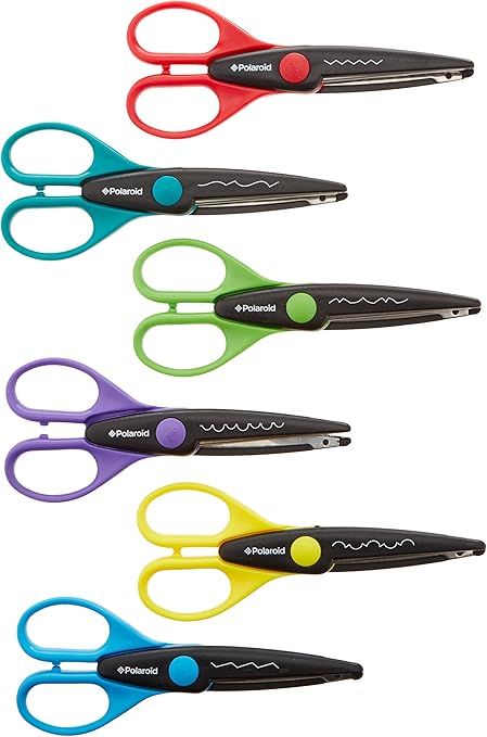 Amazon Com Polaroid 6 Colorful Decorative Edge Scissor Set For