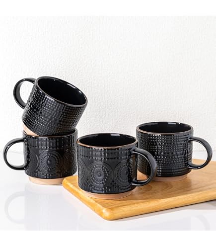 Amazon.com: GBhome 12OZ Stackable Coffee Mugs, Ceramic Coffee Mugs