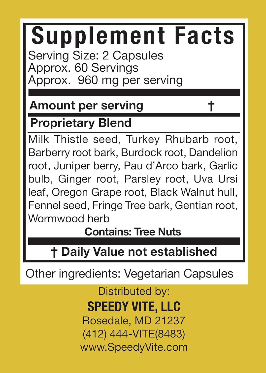 Classic Herbal Liver/Gallbladder Cleanse and Detox Speedyvite® (120 Veg caps) - Milk Thistle, Dandelion Root and More: Health & Personal Care