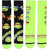 Bioworld Teenage Mutant Ninja Turtles Socks, TMNT Classic Cartoon Crew Socks For Men Women 2 Pair