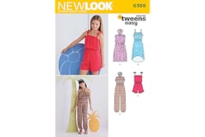 Simplicity New Look Sized for Tweens Easy Pattern 6389 Girls Sundress and Romper Sizes 8-10-12-14-16,White