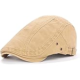 IDASHPO Men's Newsboy Hat, Cotton Breathable Style, Adjustable Gatsby Flat Cap, Ivy Driving Hats