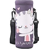 RICHEN Neoprene Water Bottle Carrier Bag with Adjustable Shoulder Strap,Insulated Water Bottle Cover for Stainless Steel/Glass/Plastic Bottles